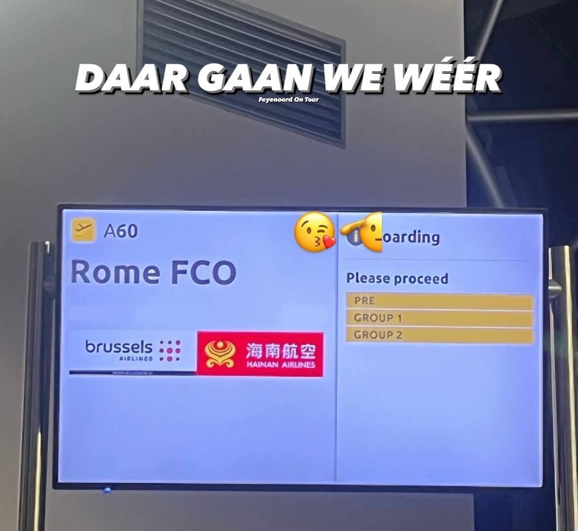 Tifosi del Feyenoord in partenza dal Belgio