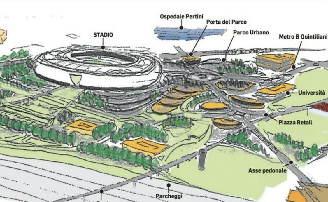 A draft of the new Roma stadium in Pietralata