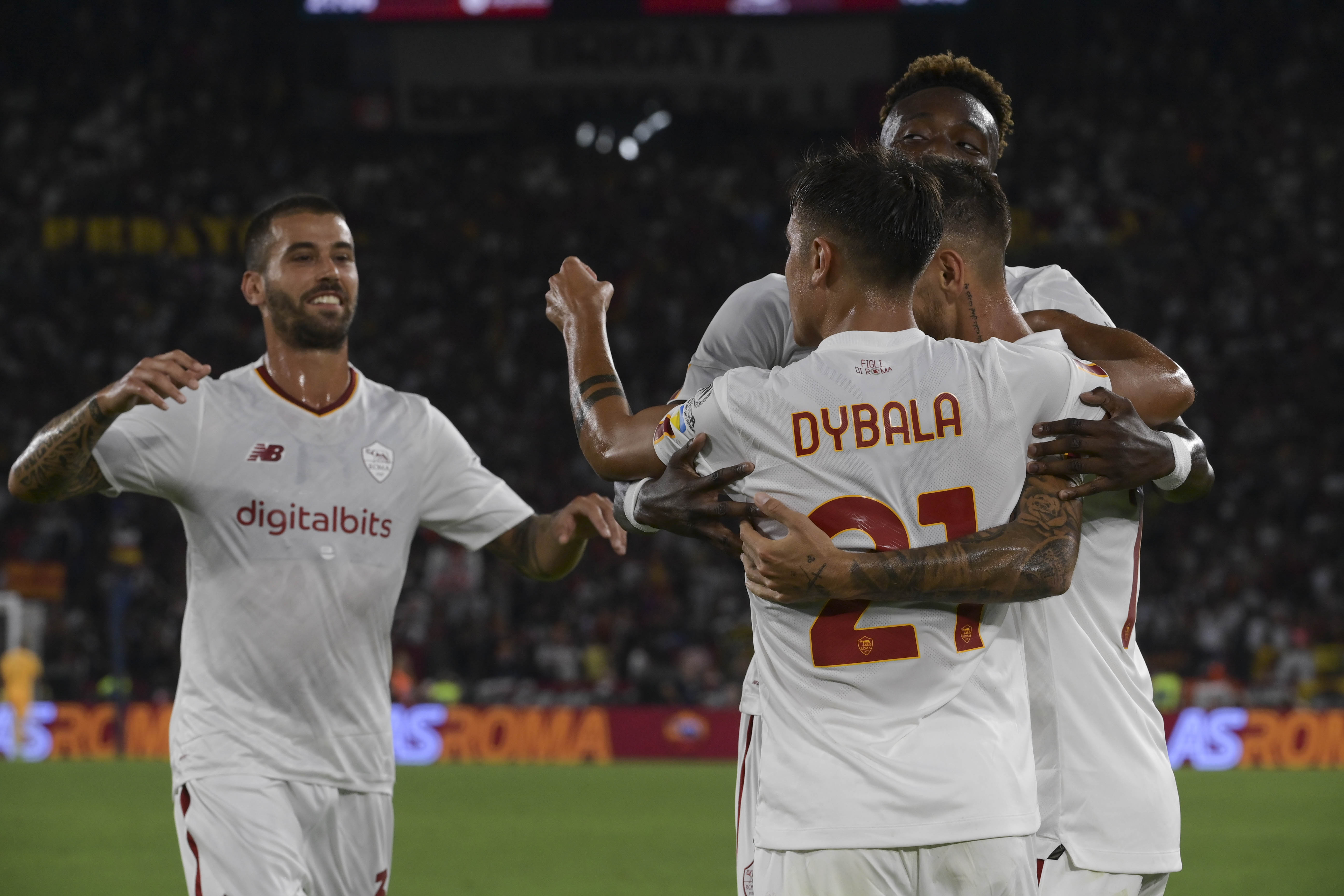 Dybala, Spinazzola, Pellegrini e Abraham (As Roma via Getty Images)