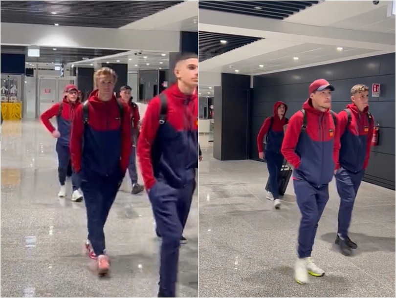 Solbakken e Belotti in partenza con la squadra, nel video postato dalla Roma su Twitter
