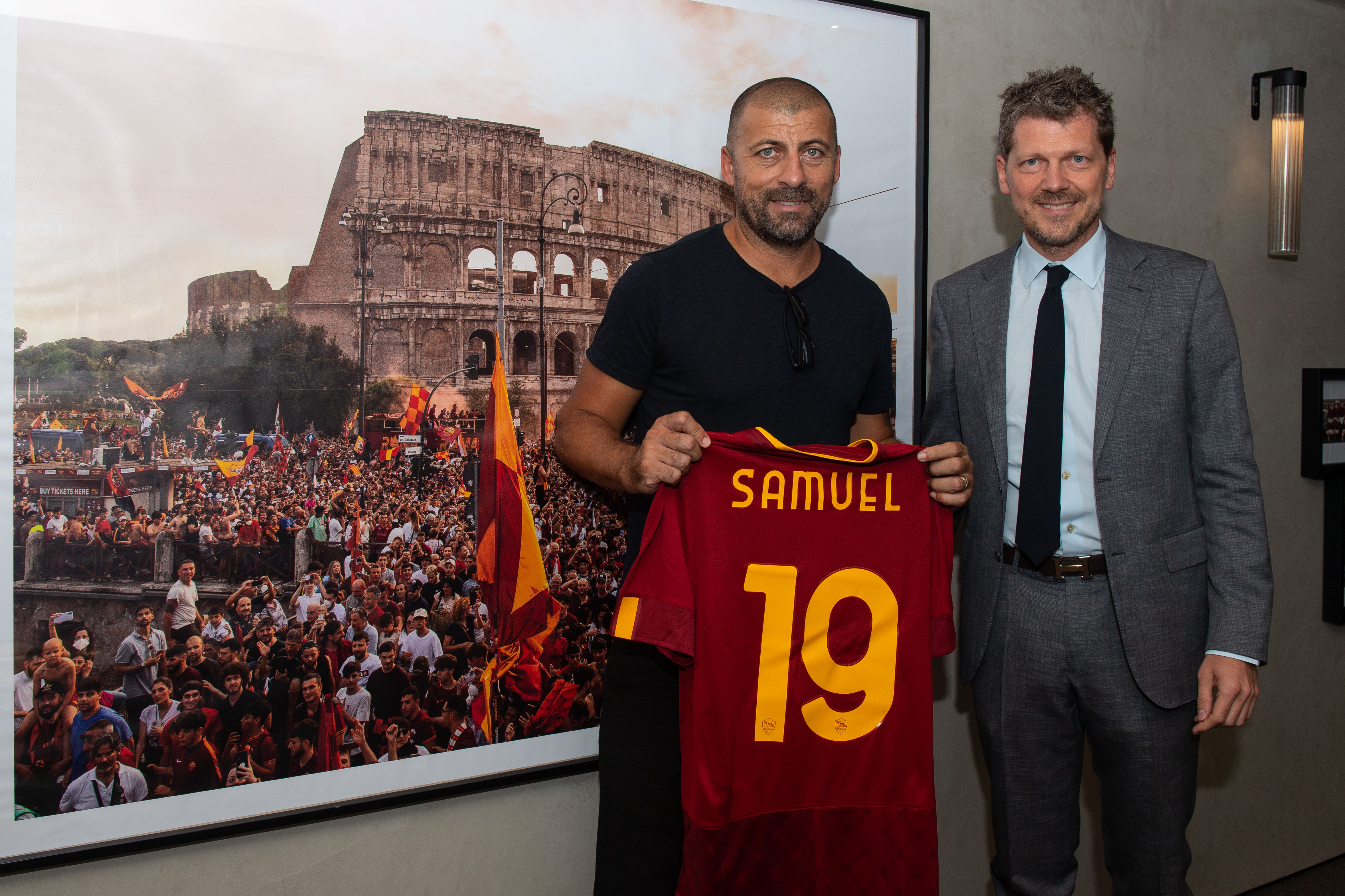 Samuel con Lombardo a Trigoria