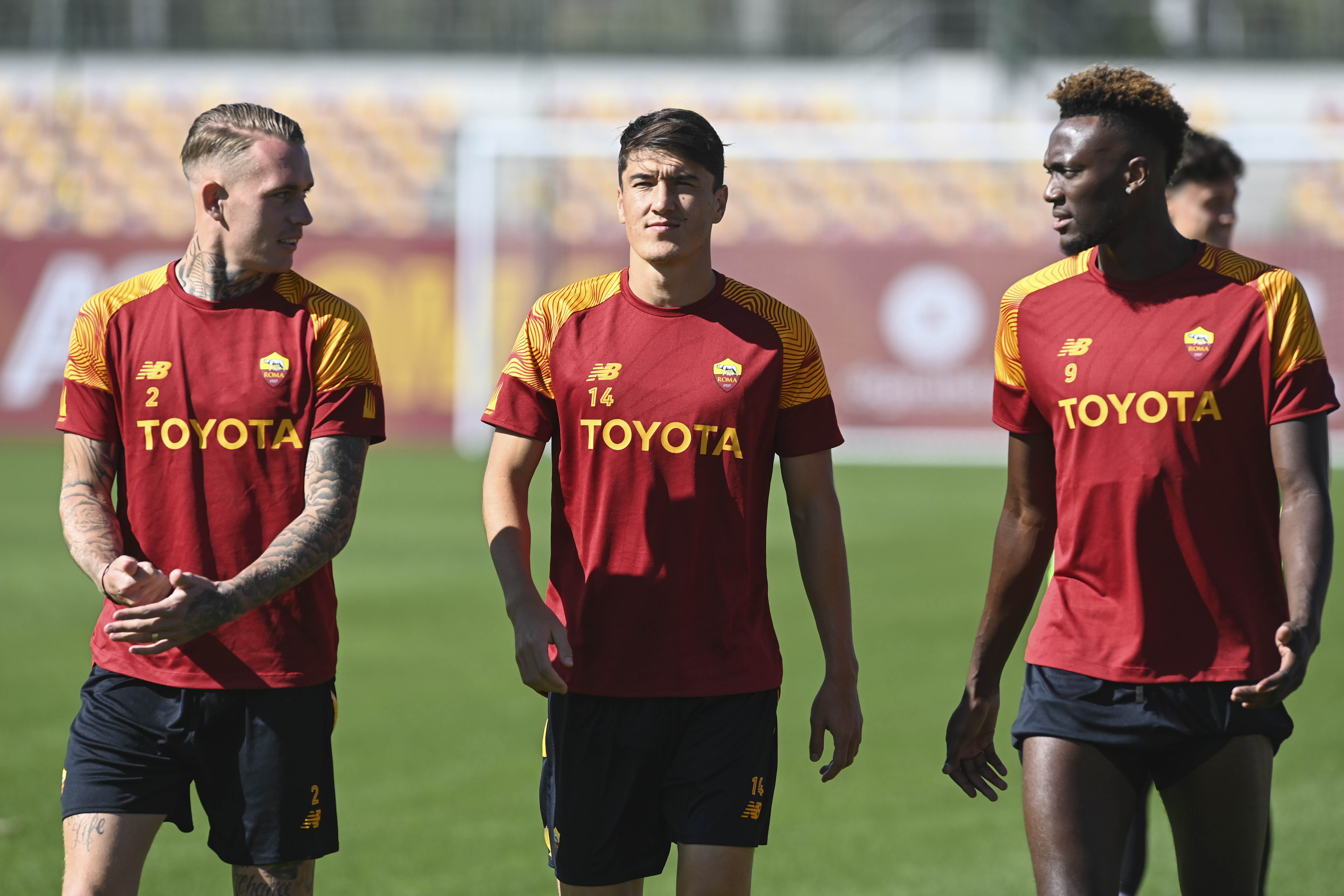 Rick Karsdorp durante l'allenamento di rifinitura a Trigoria