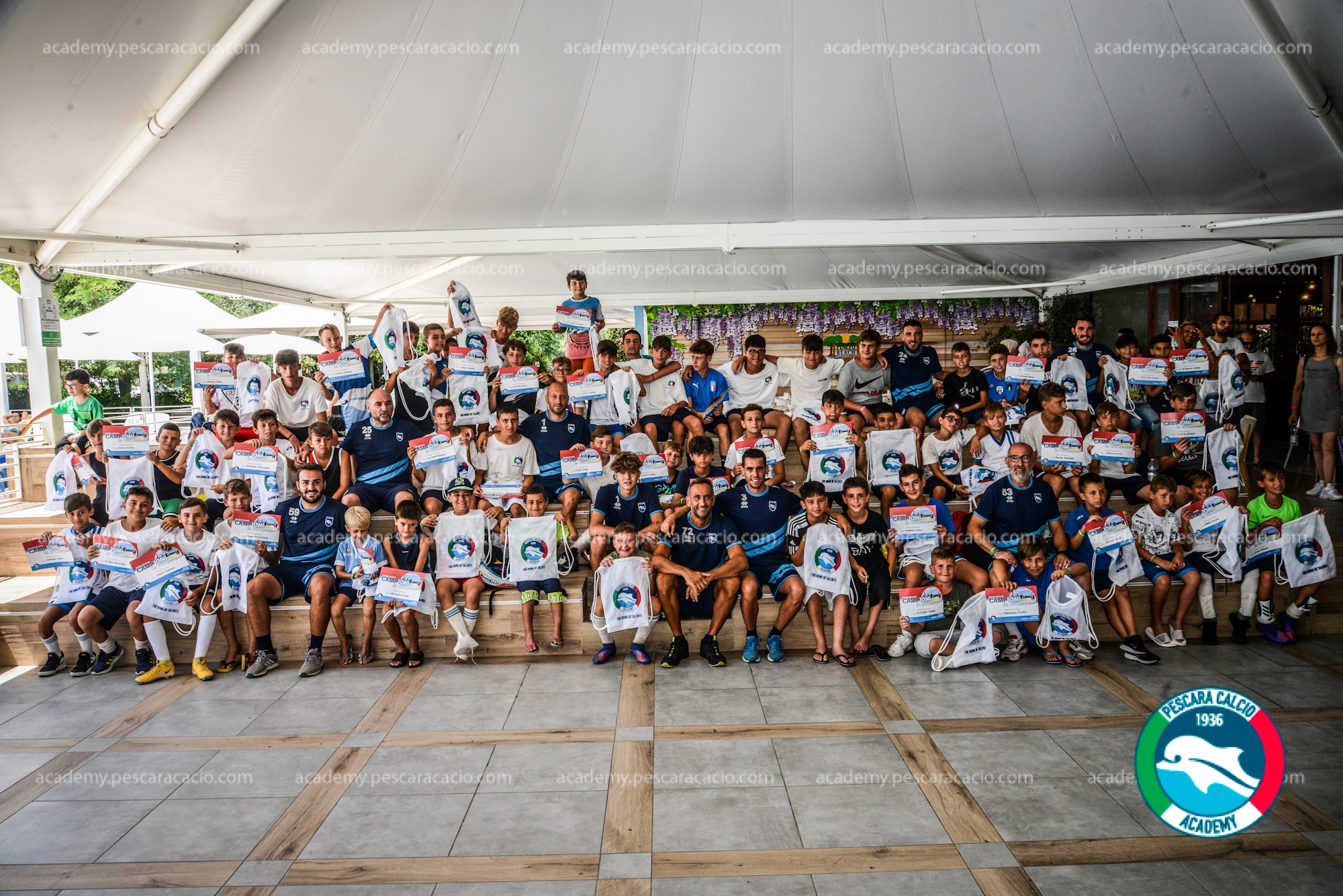 All the young footbalers of Pescara Calcio Academy tryouts