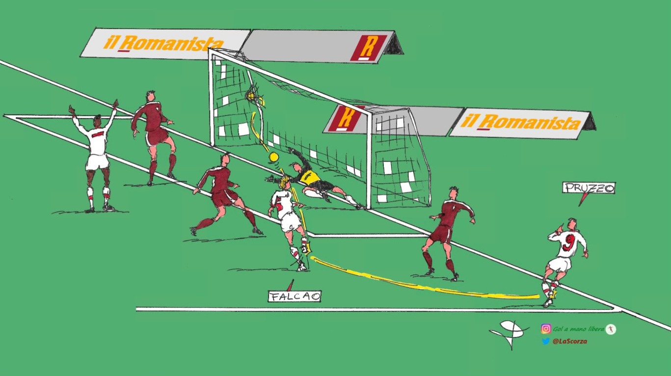 Il gol di Falcao a Sofia disegnato