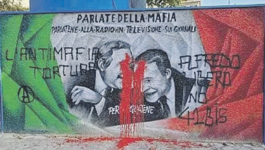Il murale per Falcone e Borsellino imbrattato a Piazza Bologna