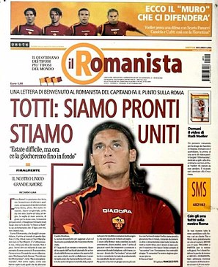 La prima pagina del Romanista, 10 settembre 2004