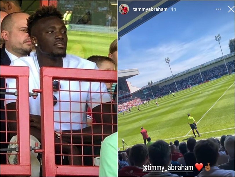 Abraham in tribuna al Poundland Bescot Stadium e la storia condivisa dal numero 9 su Instagram