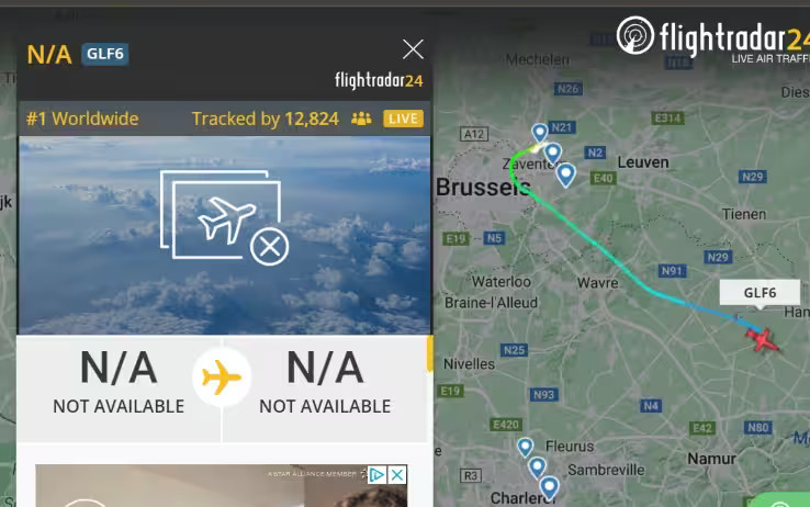 La schermata FlightRadar sul volo di Lukaku